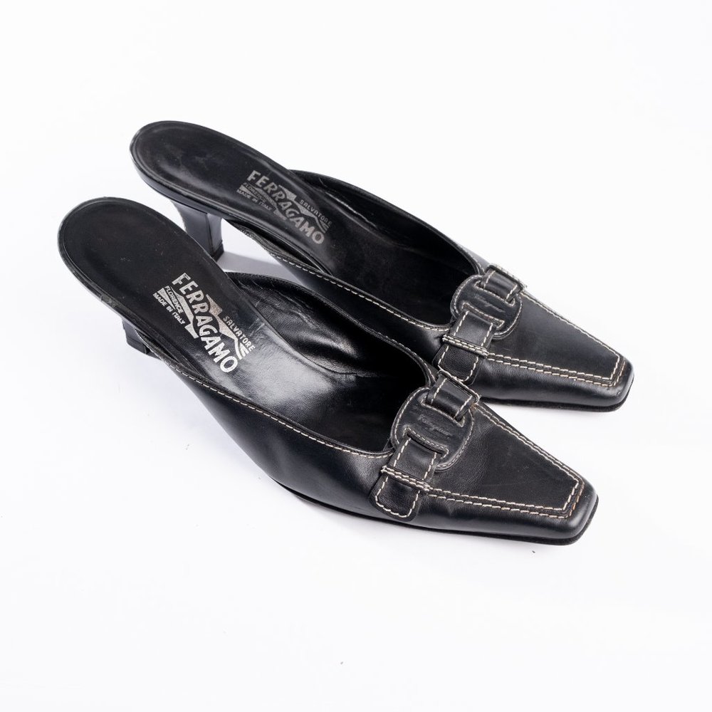 Salvatore Ferragamo Italian mules with kitten heel